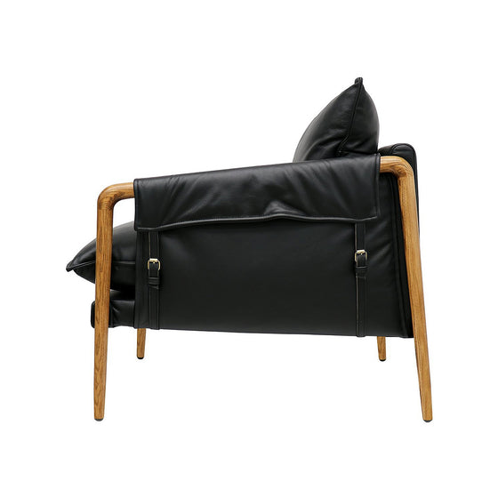 Saddle Leather Armchair - Black - SOUK COLLECTIVE