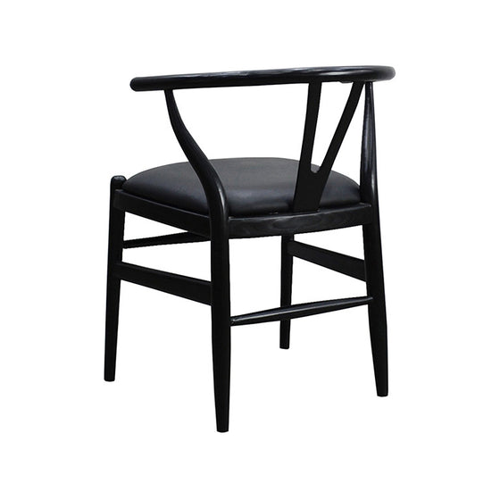 Wishbone Dining Chair Black Leather