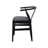 Wishbone Dining Chair Black Leather