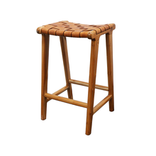  SOUK COLLECTIVE | Woven Leather Strap Stool