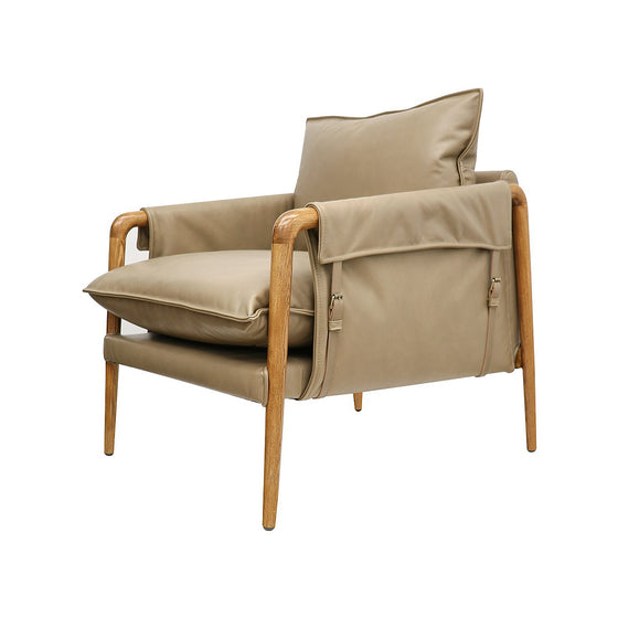 Saddle Leather Armchair - Beige - SOUK COLLECTIVE